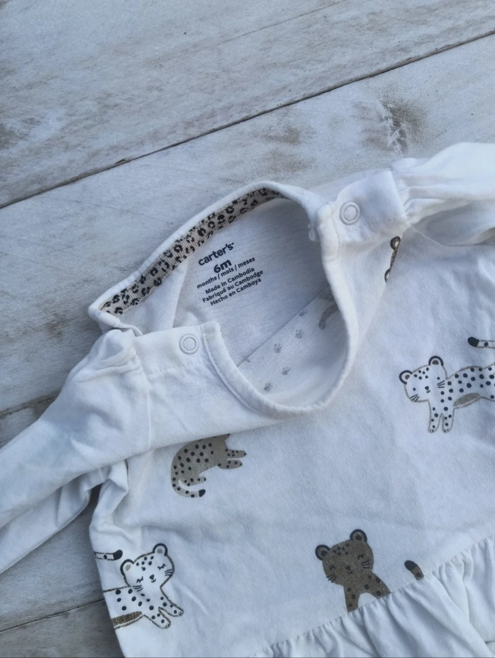 Carter's Baby Girl Leopard Print Cat Top With Tan Stretch Pants Size 6 Months